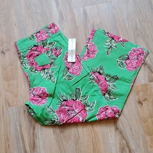 🔹️NWT Betsy McCall Green & Pink "Garden Party" Print Pants Size 6